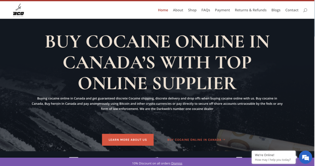 A screenshot of BuyCocaineOnlineInCa website interface displaying a secure and user-friendly online cocaine purchasing process.